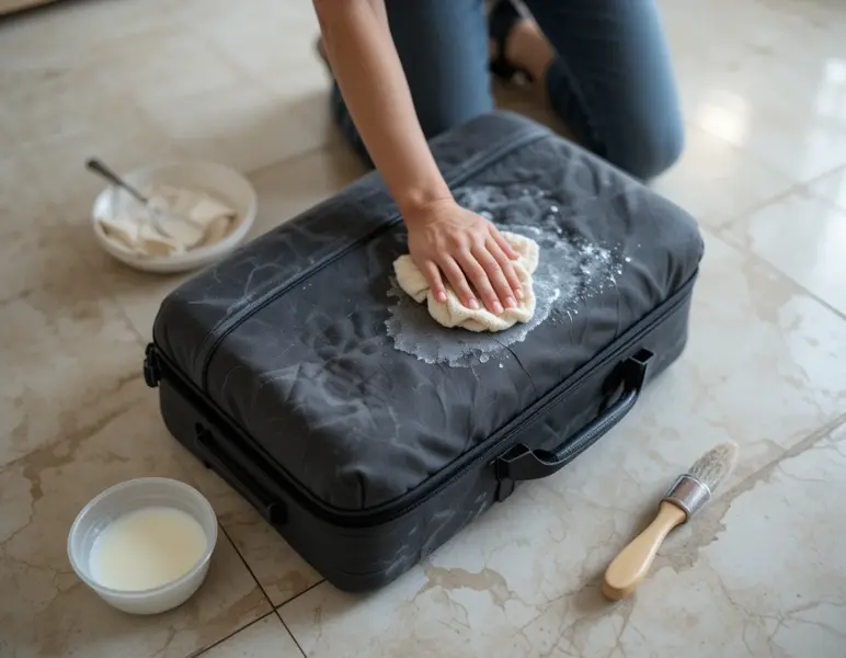 how to clean luggage bag stains
