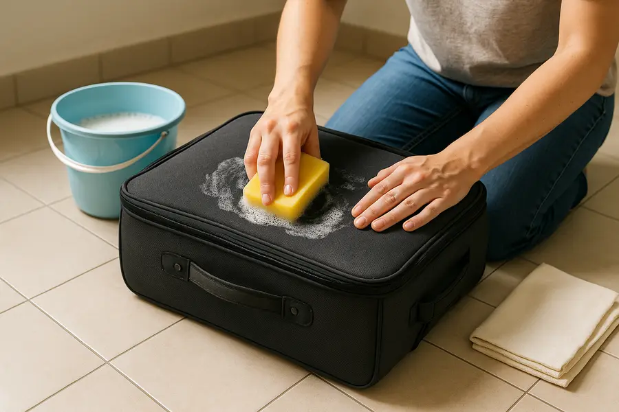 cleaning luggage bag exterior
